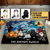 Starry Night Cat Halloween - Personalized Doormat